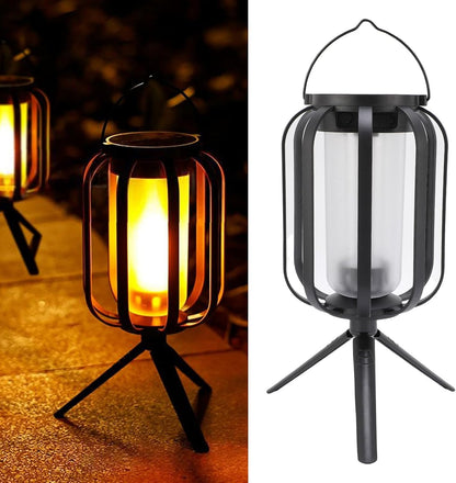Lanterne Solaire LED Effet Flamme — Éclairage d'Ambiance Extérieur Rechargeable USB-C