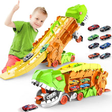 Super Transporteur Dino City avec Piste | Camion Transformable avec Piste de Course Dino pour Enfants