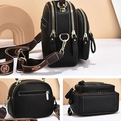 Sac classique multi-compartiments à bandoulière large et ajustable en cuir
