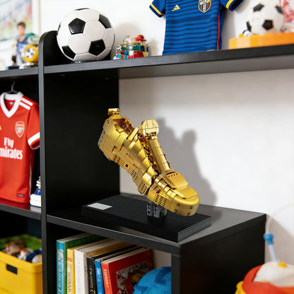 Jeu de Construction Chaussure de Football Dorée – Maquette Décorative en Briques pour Enfants et Adultes