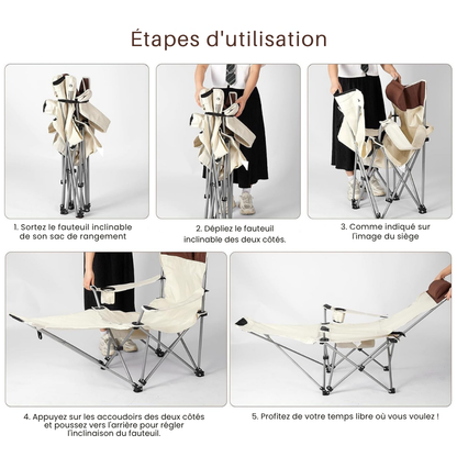 Chaise de plage portable pliable – Légère, confortable et idéale pour l’extérieur