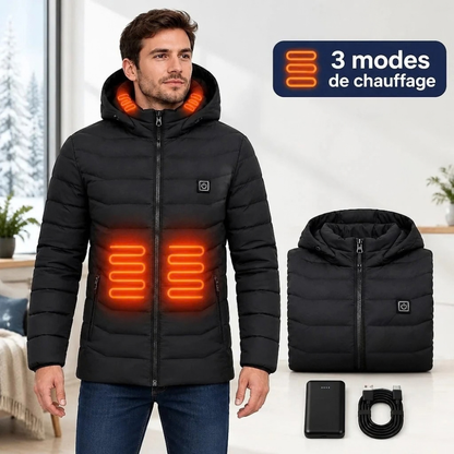 Veste chauffante à capuche - chaleur réglable pour les journées froides