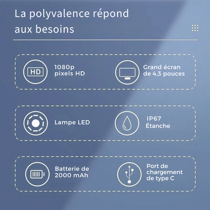 Endoscope d’inspection avec écran HD - voyez facilement les zones difficiles d’accès