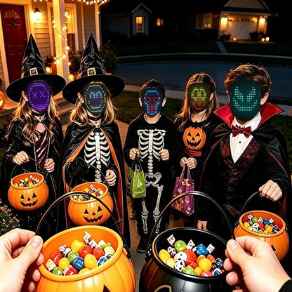 Masque LED lumineux pour Halloween - un visage qui s’anime dans la nuit