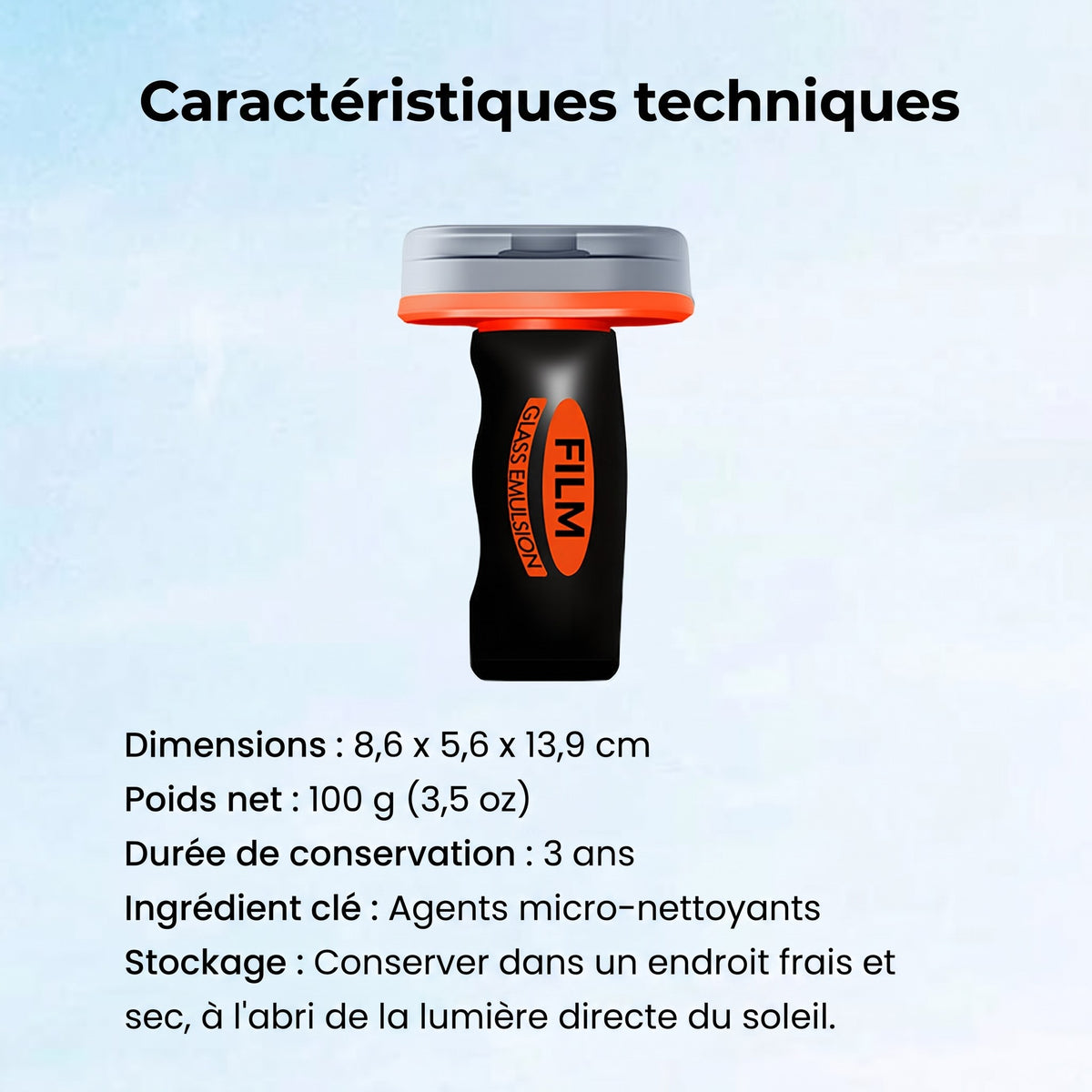 Dissolvant portable de film d'huile pour vitres