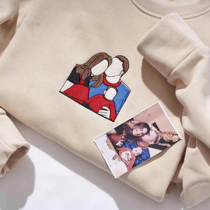 Sweat ou t-shirt brodé avec votre photo, portrait personnalisé