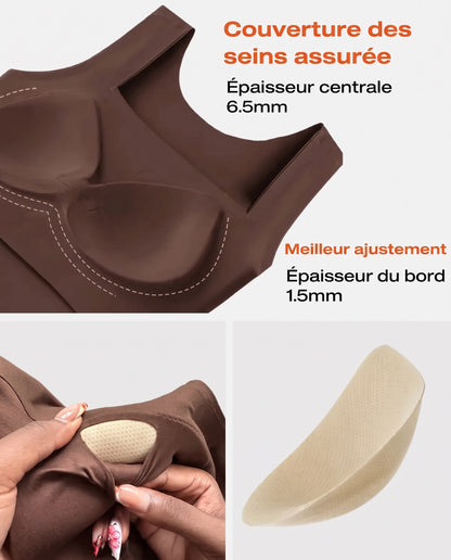 Débardeurs à col en U pour femme avec soutien-gorge intégré