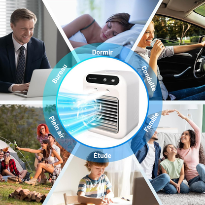 Climatiseur portable 3-en-1 USB – Refroidissement, humidification et ventilation