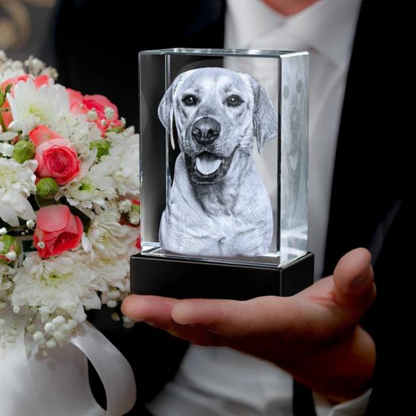Bloc de verre personnalisé avec votre photo gravée en 2D ou 3D