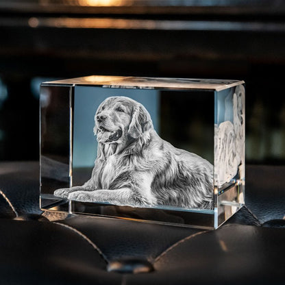 Bloc de verre personnalisé avec votre photo gravée en 2D ou 3D