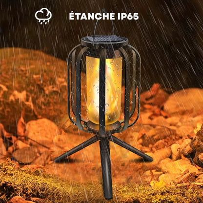 Lanterne Solaire LED Effet Flamme — Éclairage d'Ambiance Extérieur Rechargeable USB-C