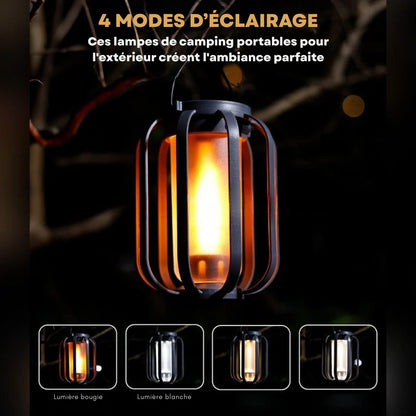 Lanterne Solaire LED Effet Flamme — Éclairage d'Ambiance Extérieur Rechargeable USB-C