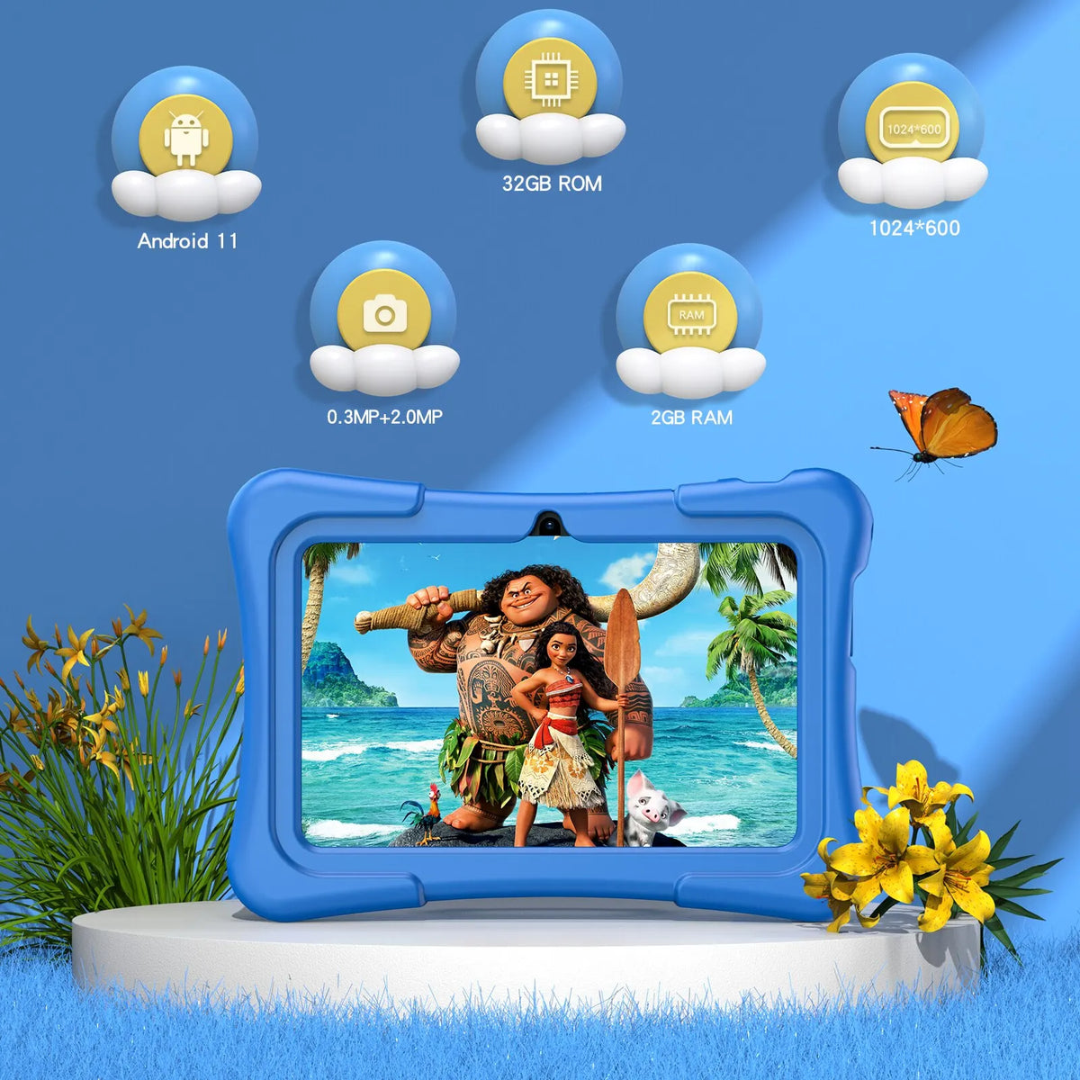 EduTab – Tablette Enfant 7 pouces Android 11, 32 Go avec double caméra
