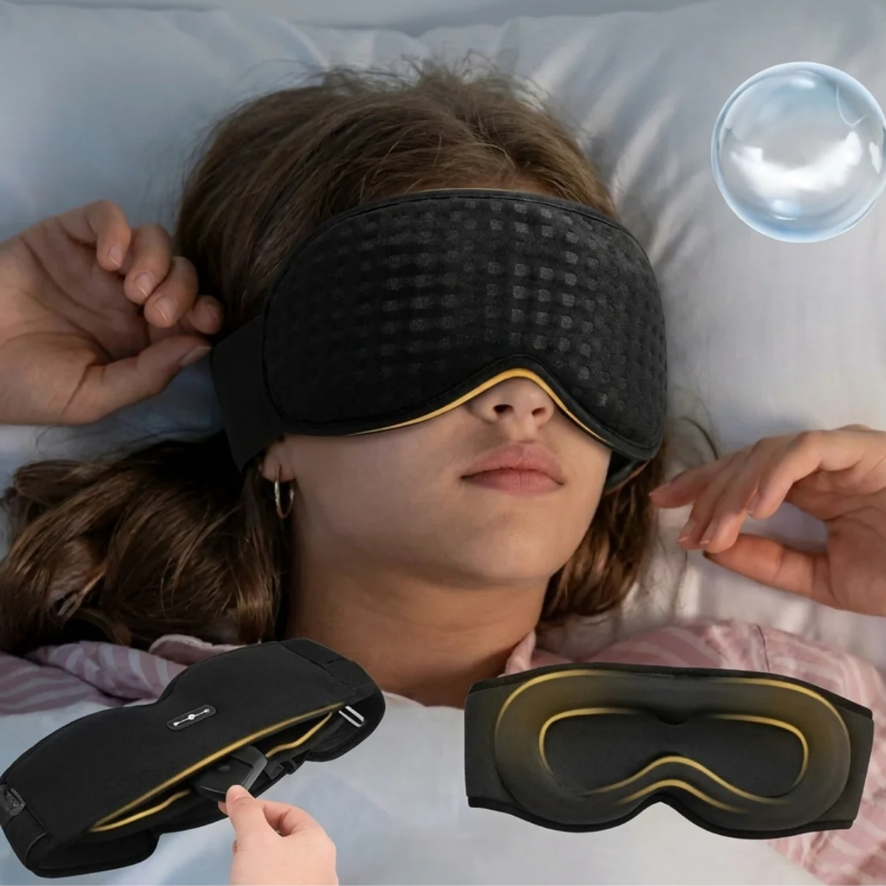 Masque de Nuit Bluetooth pour Sommeil Profond Écouteurs Intégrés Léger et Respirant