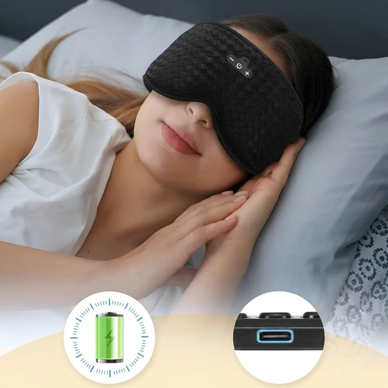 Masque de Nuit Bluetooth pour Sommeil Profond Écouteurs Intégrés Léger et Respirant