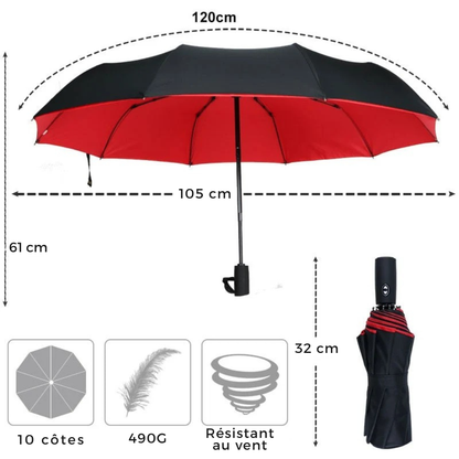 Parapluie anti-tempête automatique - restez au sec face au vent