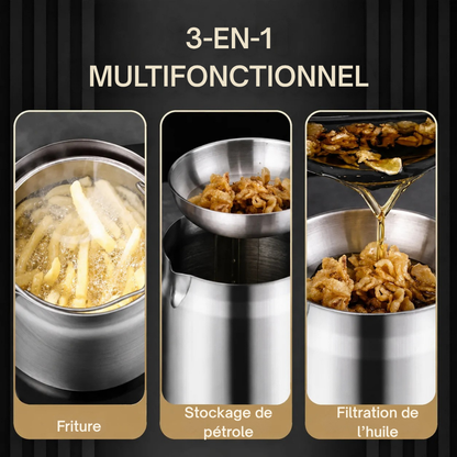 3-teiliges Frittier-Set mit Filter – Öl einfach wiederverwenden