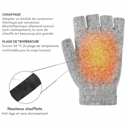 Gants chauffants unisexes rechargeables - chaleur réglable en hiver