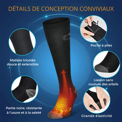 Chaussettes chauffantes unisexes - chaleur réglable pour les journées froides