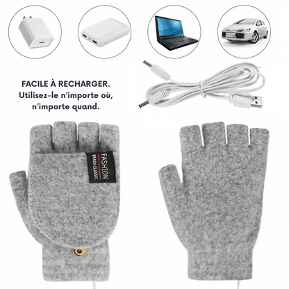 Gants chauffants unisexes rechargeables - chaleur réglable en hiver