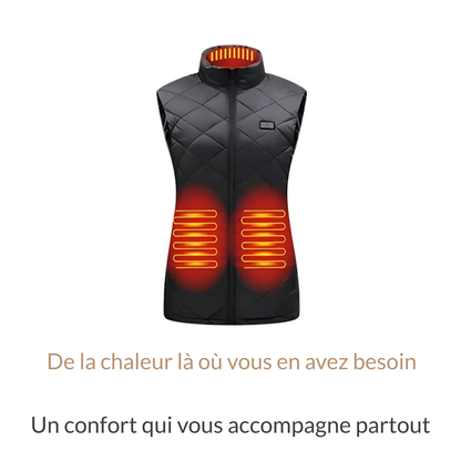 Gilet chauffant femme 9 zones - chaleur réglable pour l’hiver