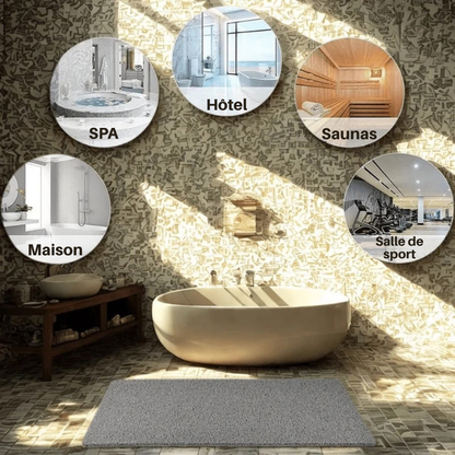 Tapis de Douche Antidérapant – Sèche Rapidement & Hygiénique avec Système de Drainage