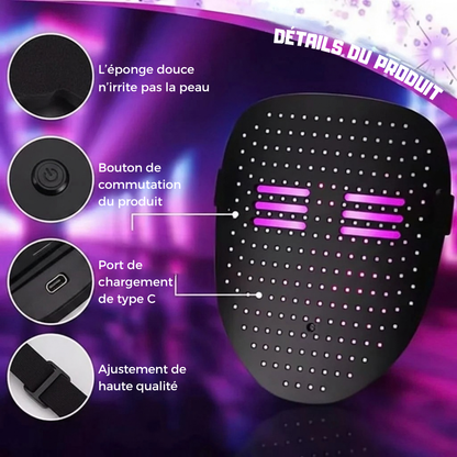 Masque LED lumineux pour Halloween - un visage qui s’anime dans la nuit