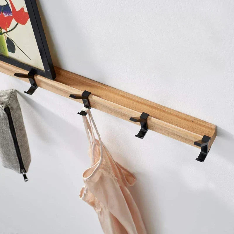 Porte-manteau mural - Crochets mobiles, Noir, Design nordique, 40x7x7 cm