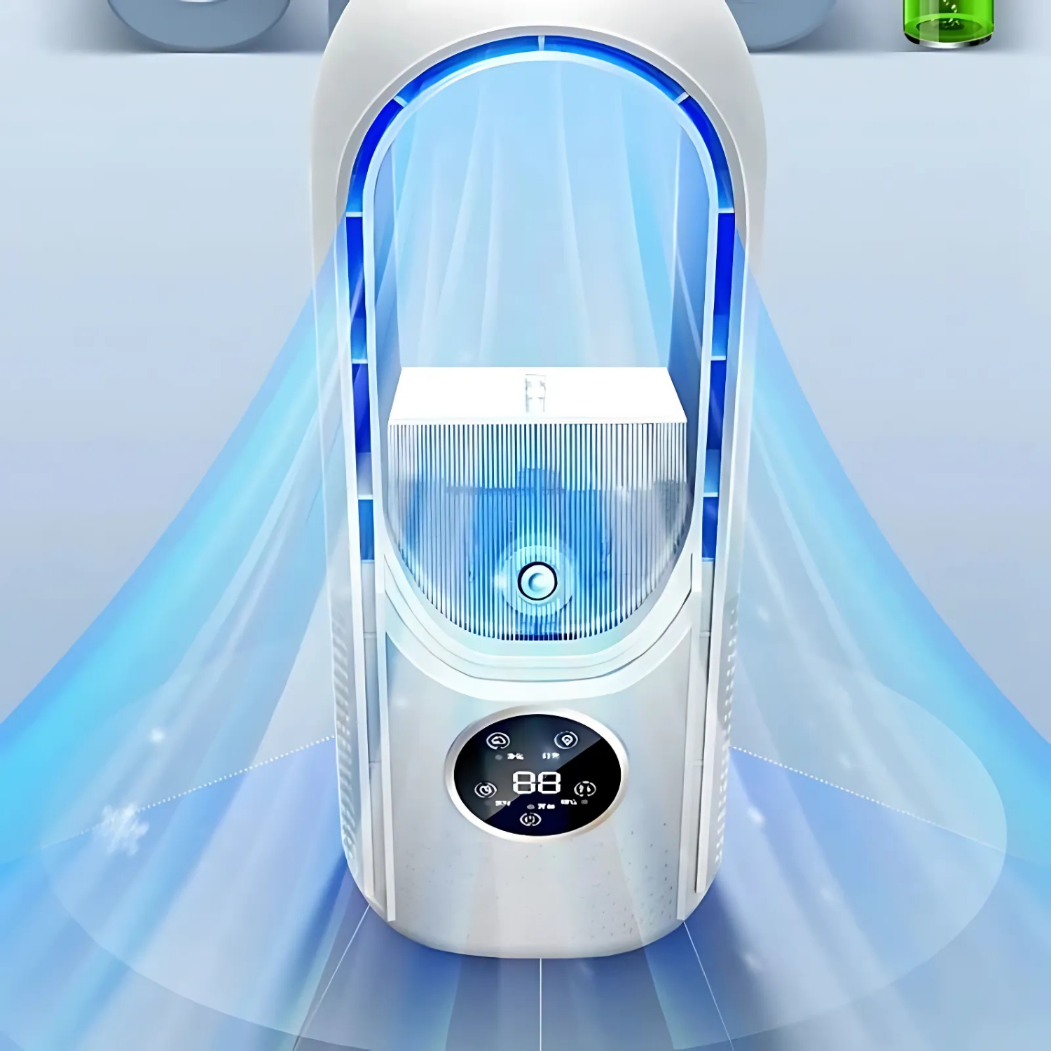Rafraîchisseur d’Air USB Sans Pales avec Humidificateur, 6 Vitesses & Minuterie