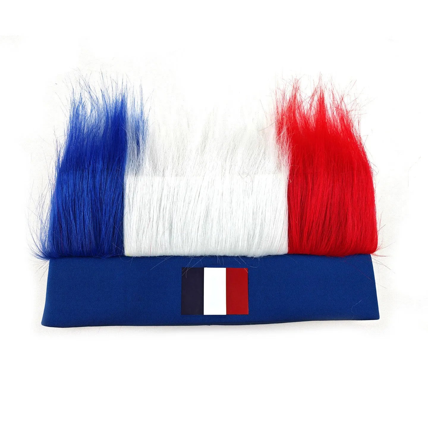 Bandeau Perruque pour Supporters de Football avec Autocollant Drapeau National, Bandeau Poilu, Perruques Chapeau Fou de Football, Accessoires de Costume pour Événements Sportifs