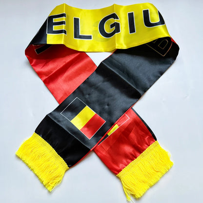 Écharpe Drapeau Haïti Norvège 2026, 14x135cm, Imprimée Double Face en Satin, avec Pompons, Idéale pour le Football et les Sports