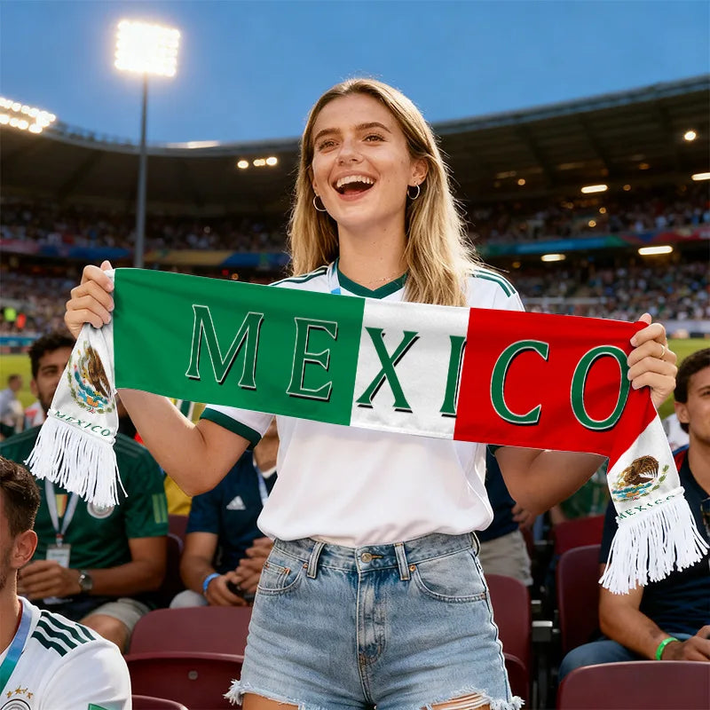 Écharpe de supporter Foodall Games – Style club États-Unis, Canada, Mexique – Durable, chaude et tendance pour les fans – Vêtement de football pour le jour du match