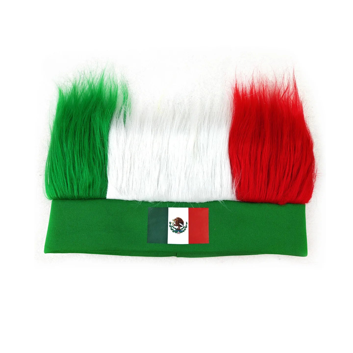 Bandeau Perruque pour Supporters de Football avec Autocollant Drapeau National, Bandeau Poilu, Perruques Chapeau Fou de Football, Accessoires de Costume pour Événements Sportifs