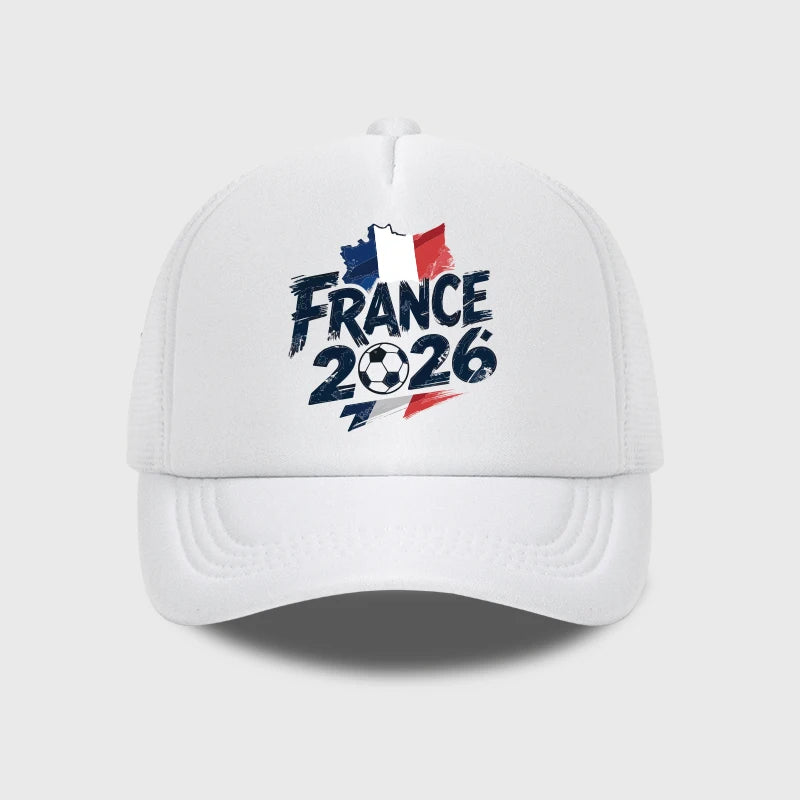 Casquette de baseball en maille respirante et réglable France 2026 avec imprimé football pour les fans de sport et les activités décontractées en extérieur
