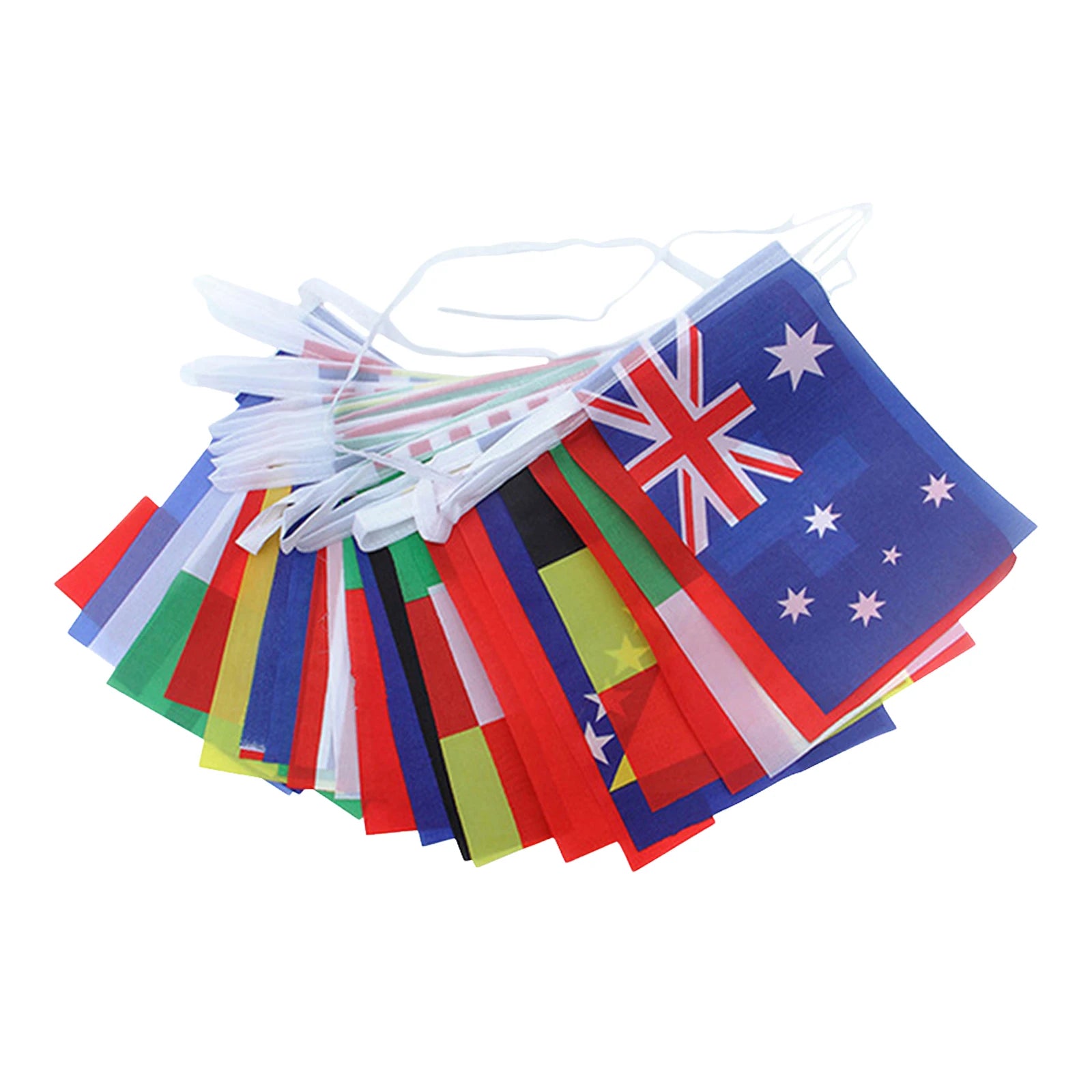 Drapeaux internationaux des pays, banderole, fanion à cordes, décor de fête, guirlande du monde de la coupe de football