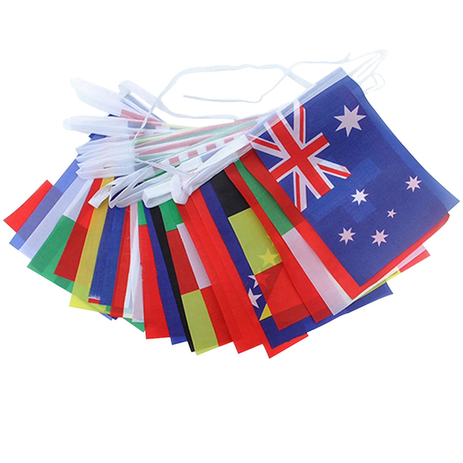 Drapeaux internationaux des pays, banderole, fanion à cordes, décor de fête, guirlande du monde de la coupe de football