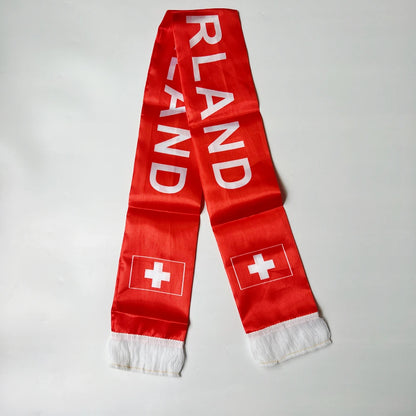 Écharpe Drapeau Haïti Norvège 2026, 14x135cm, Imprimée Double Face en Satin, avec Pompons, Idéale pour le Football et les Sports