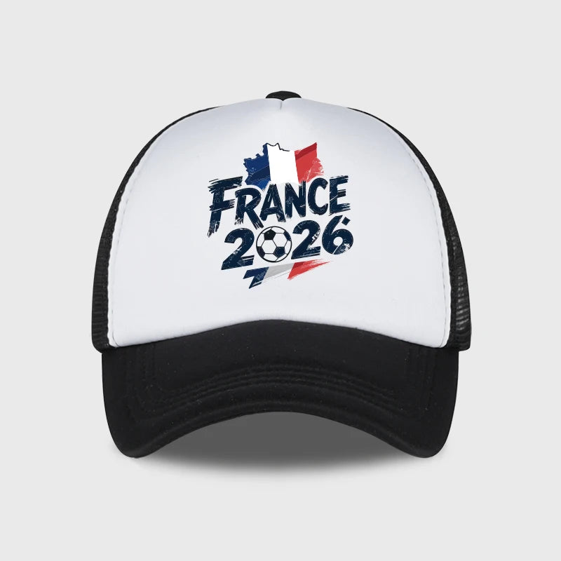 Casquette de baseball en maille respirante et réglable France 2026 avec imprimé football pour les fans de sport et les activités décontractées en extérieur
