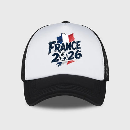 Casquette de baseball en maille respirante et réglable France 2026 avec imprimé football pour les fans de sport et les activités décontractées en extérieur