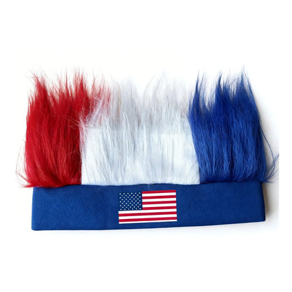 Bandeau Perruque pour Supporters de Football avec Autocollant Drapeau National, Bandeau Poilu, Perruques Chapeau Fou de Football, Accessoires de Costume pour Événements Sportifs