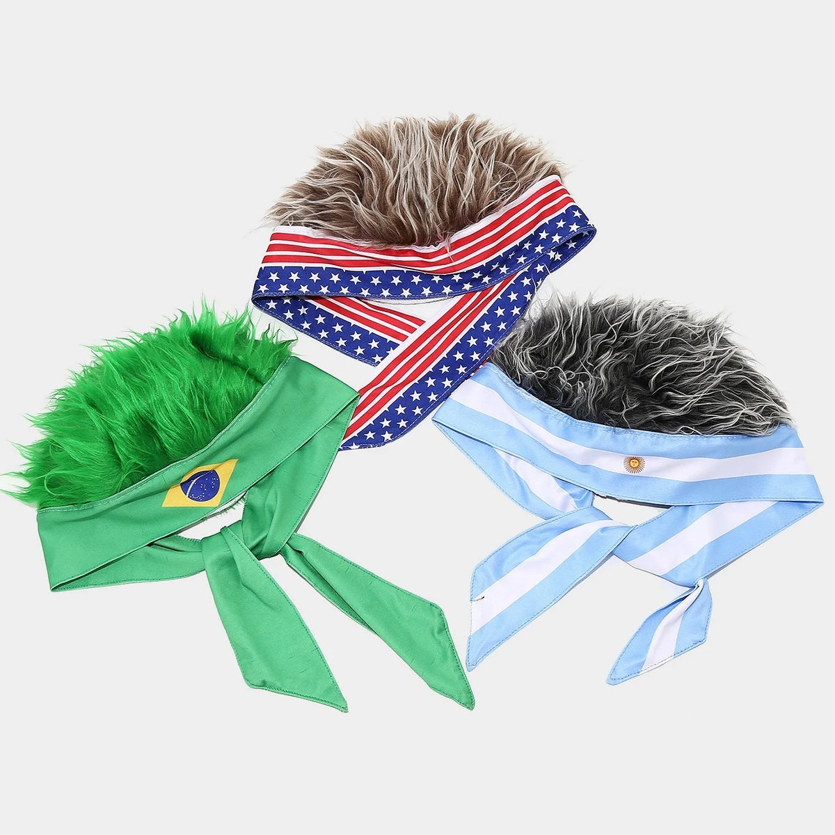 Nouveauté 2026 : Bandeau Perruque, Chapeau de Fan Sportif Inspiré des Drapeaux Nationaux, Casquette Amusante à Cheveux Artificiels pour Match de Football et Fête