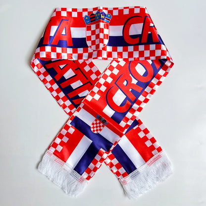 Écharpe Drapeau Haïti Norvège 2026, 14x135cm, Imprimée Double Face en Satin, avec Pompons, Idéale pour le Football et les Sports