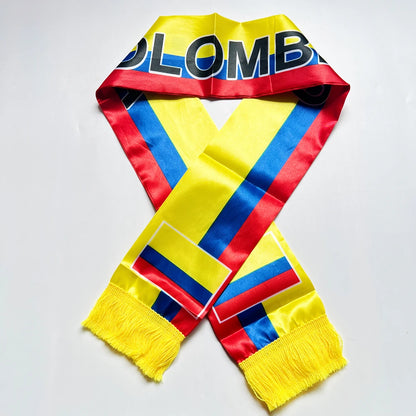 Écharpe Drapeau Haïti Norvège 2026, 14x135cm, Imprimée Double Face en Satin, avec Pompons, Idéale pour le Football et les Sports
