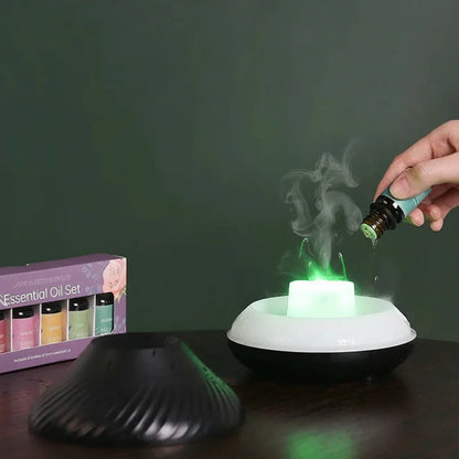 Diffuseur D’Huiles Essentielles Volcanique Avec Lampe À Flamme Colorée Et Humidificateur USB 130ml