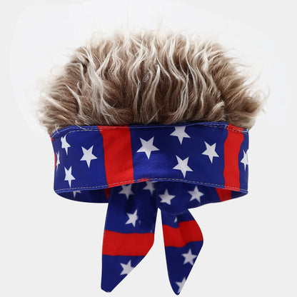 Nouveauté 2026 : Bandeau Perruque, Chapeau de Fan Sportif Inspiré des Drapeaux Nationaux, Casquette Amusante à Cheveux Artificiels pour Match de Football et Fête