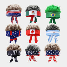 Nouveauté 2026 : Bandeau Perruque, Chapeau de Fan Sportif Inspiré des Drapeaux Nationaux, Casquette Amusante à Cheveux Artificiels pour Match de Football et Fête