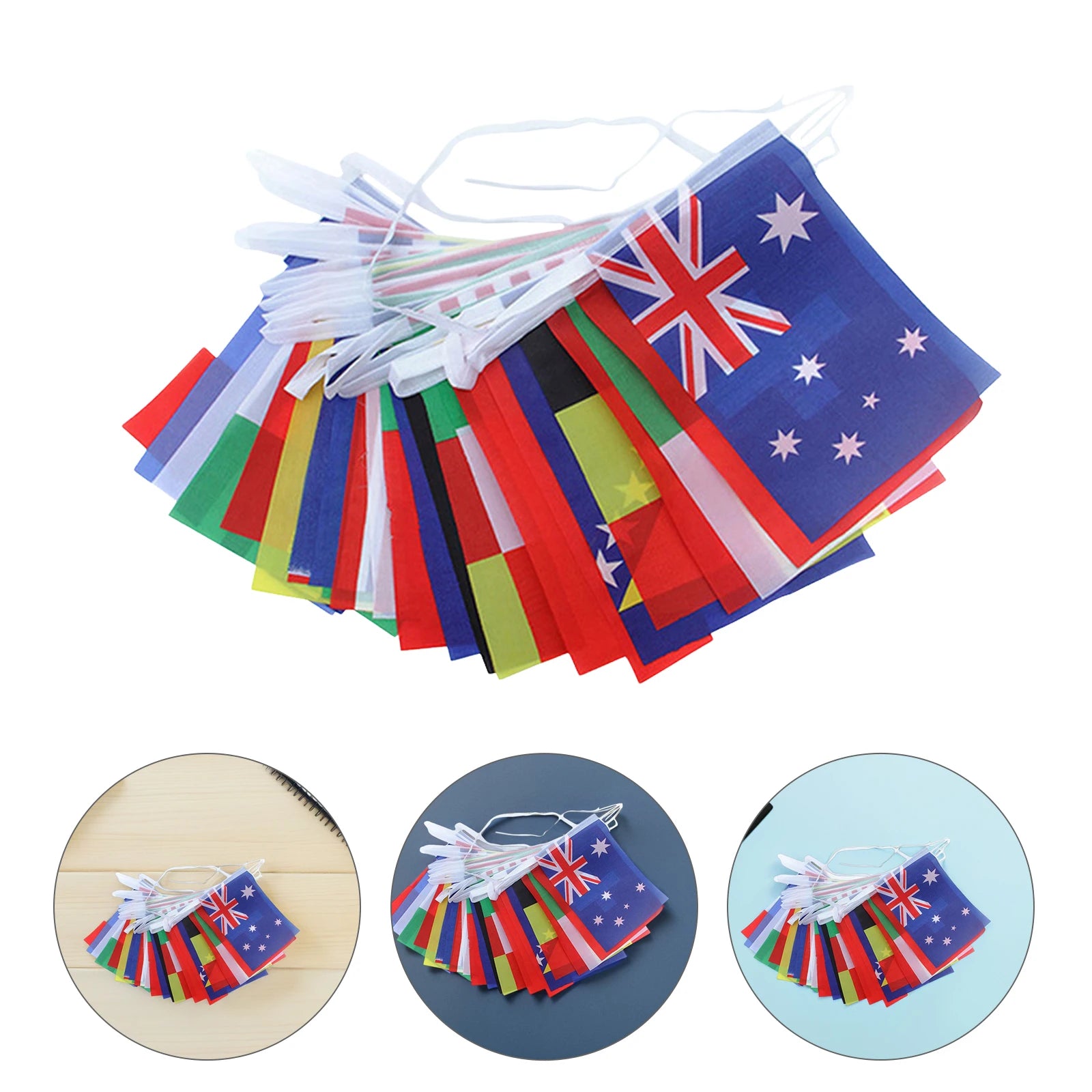 Drapeaux internationaux des pays, banderole, fanion à cordes, décor de fête, guirlande du monde de la coupe de football