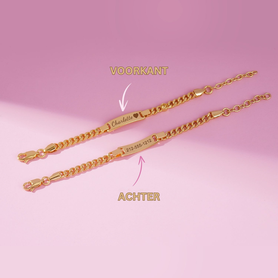 Bracelet bébé doré personnalisé avec prénom gravé