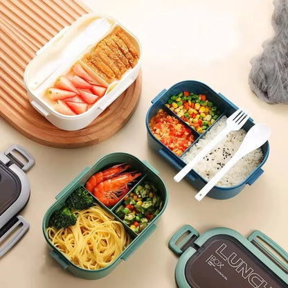 BENTOMATE – Boîte à lunch Bento à deux étages avec couverts pour un usage quotidien