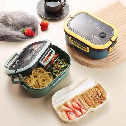 BENTOMATE – Boîte à lunch Bento à deux étages avec couverts pour un usage quotidien
